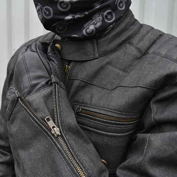 Veste moto denim enduit brut Worker Age of Glory. Blackpines.fr