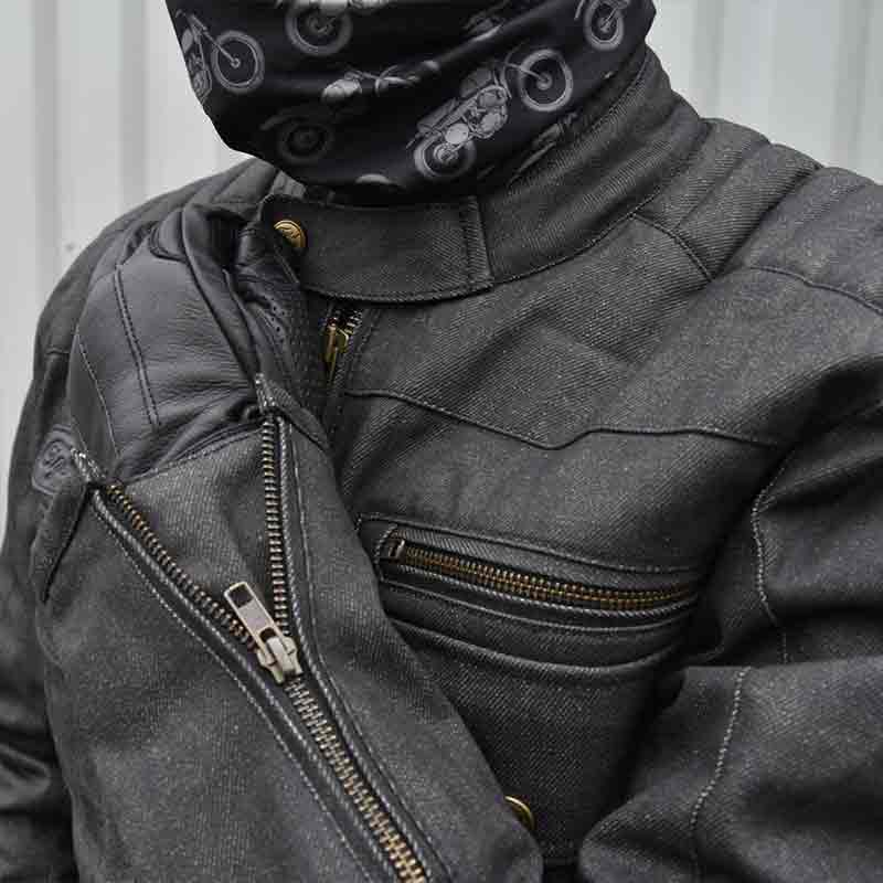 Veste moto denim enduit brut Worker Age of Glory. Blackpines.fr