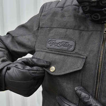 Veste moto denim enduit brut Worker Age of Glory. Blackpines.fr