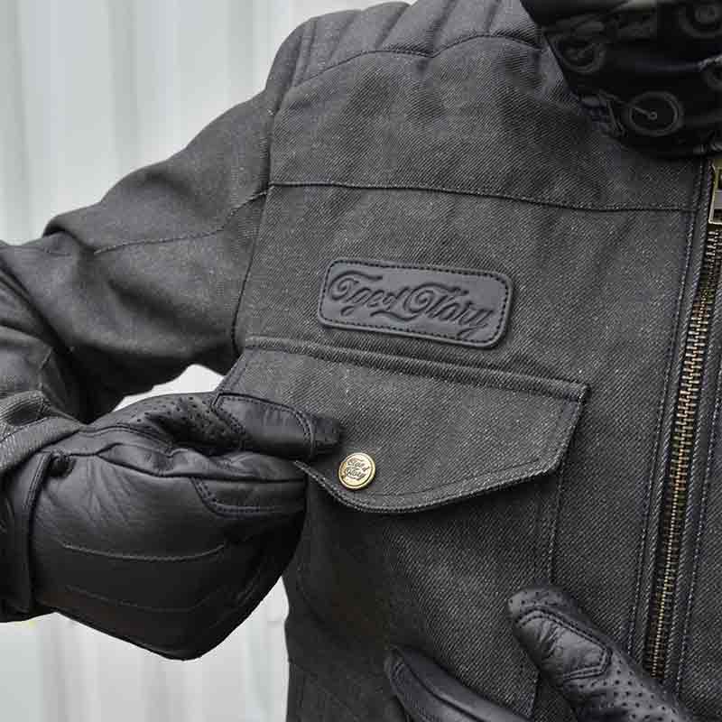 Veste moto denim enduit brut Worker Age of Glory. Blackpines.fr