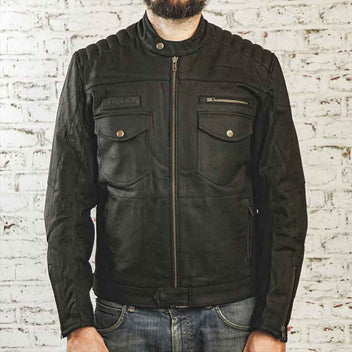 Veste moto denim enduit noir Worker Age of Glory. Blackpines.fr