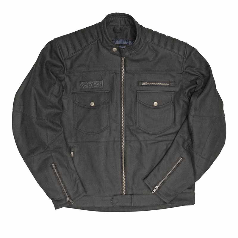 Veste moto denim enduit noir Worker Age of Glory. Blackpines.fr