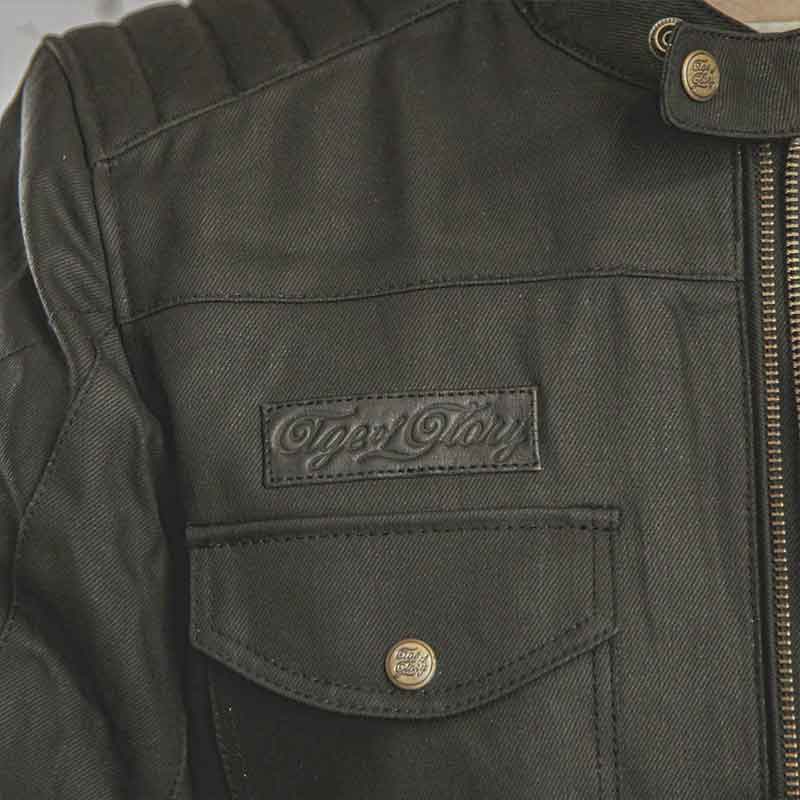 Veste moto denim enduit noir Worker Age of Glory. Blackpines.fr