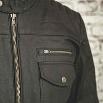 Veste moto denim enduit noir Worker Age of Glory. Blackpines.fr