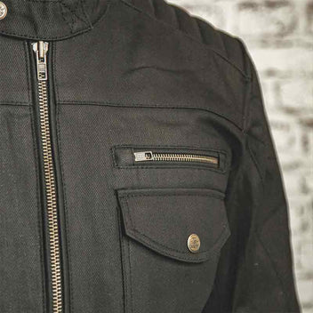 Veste moto denim enduit noir Worker Age of Glory. Blackpines.fr