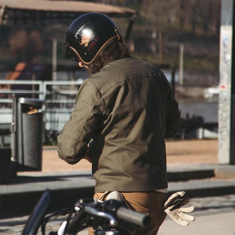 Age Of Glory : veste moto homologuée AA Craftsman couleur olive.