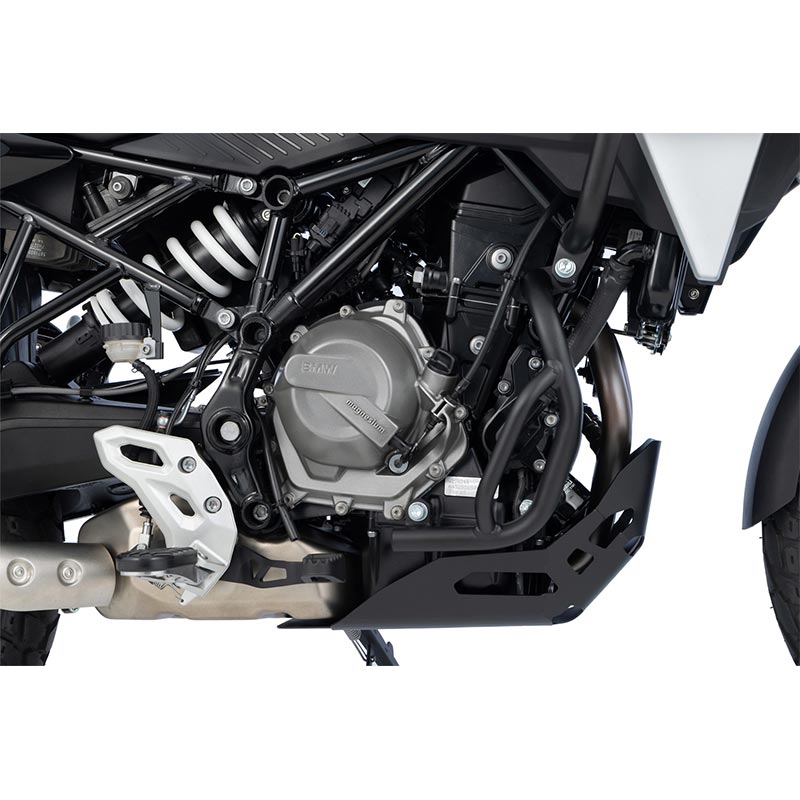 Crash bar moteur noir mat Wunderlich pour BMW F450GS côté droit.