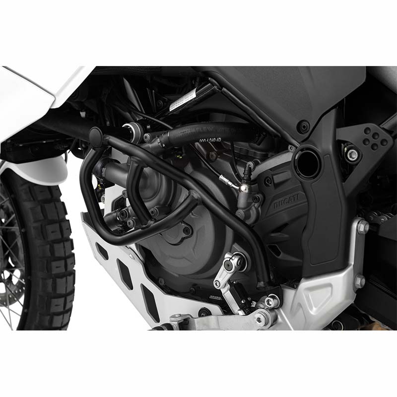 Pare-carter moteur gauche noir Wunderlich pour Ducati DesertX. Blackpines.fr