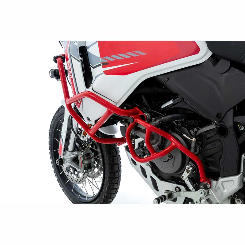 Pare-carter moteur gauche rouge Wunderlich pour Ducati DesertX. Blackpines.fr