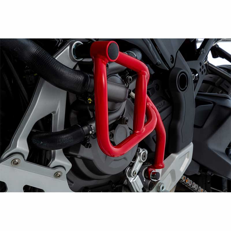 Pare-carter rouge moteur gauche Wunderlich pour Ducati DesertX. Blackpines.fr