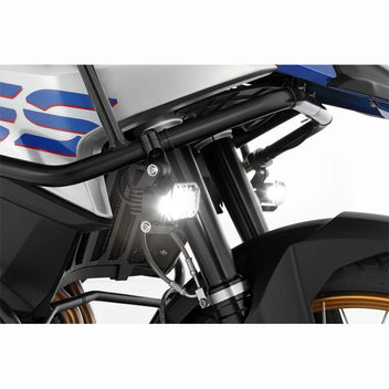 Feux additionnels moto LED Microflooter 3.0 pour montage sur crash bar Wunderlich. Blackpines.fr