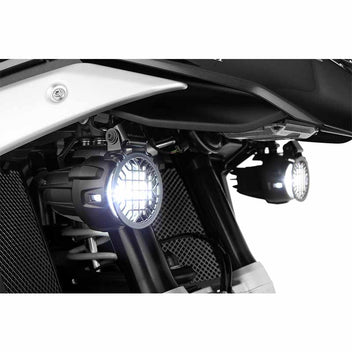 Grilles de protection pour phares additionnels LED NANO BMW R1300GS. Blackpines.fr