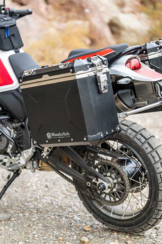 Protection essieu arriere pour Ducati DesertX et Multistrada V4 Wunderlich Doubleshock. Blackpines.fr