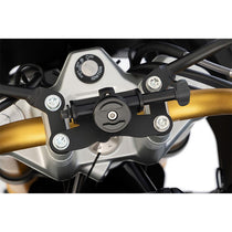 Support GPS ou Smartphone Wunderlich sur pontet de guidon BMW F450GS.