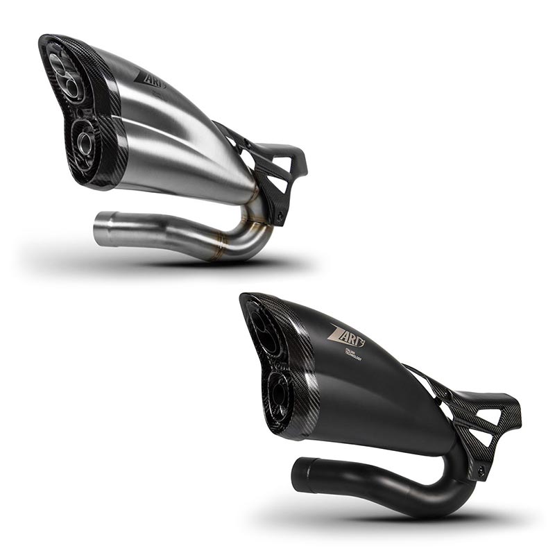 Échappement double sortie noir ou satiné Zard pour Triumph Rocket 3 2020-2023.
