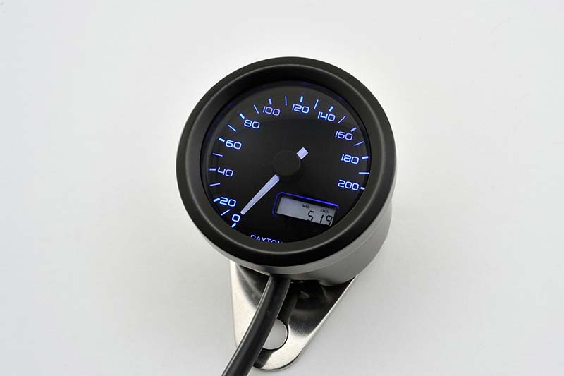 Compteur Daytona VELONA48 tricolore 200 km/h bleu. Blackpines.fr
