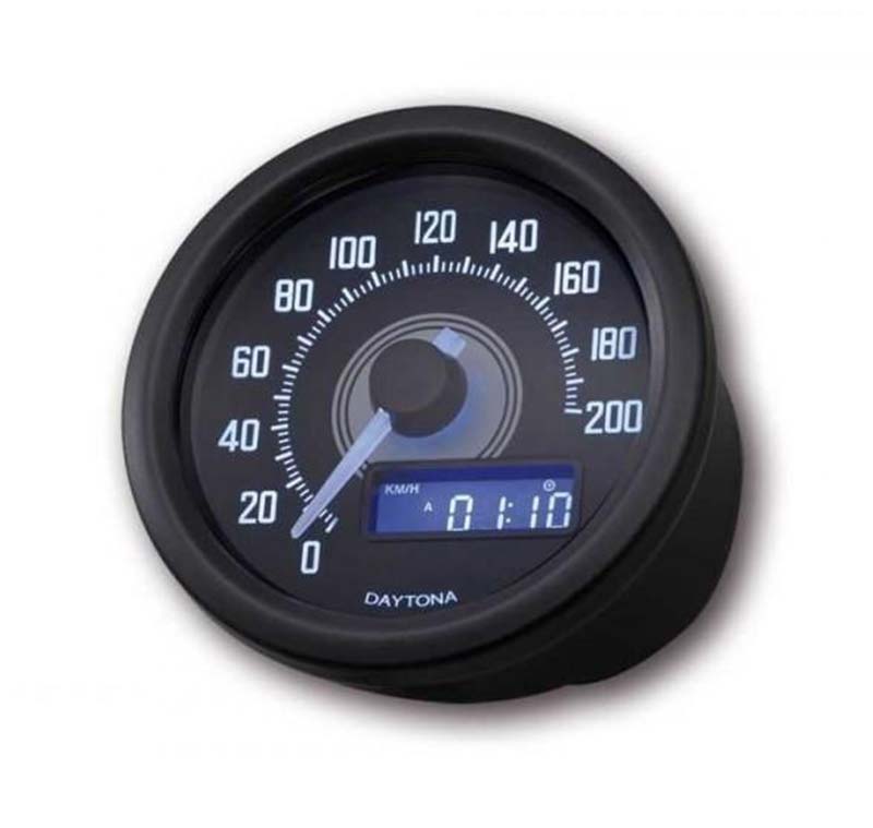Compteur Daytona Velona60 200 km/h - NOIR. Blackpines.fr