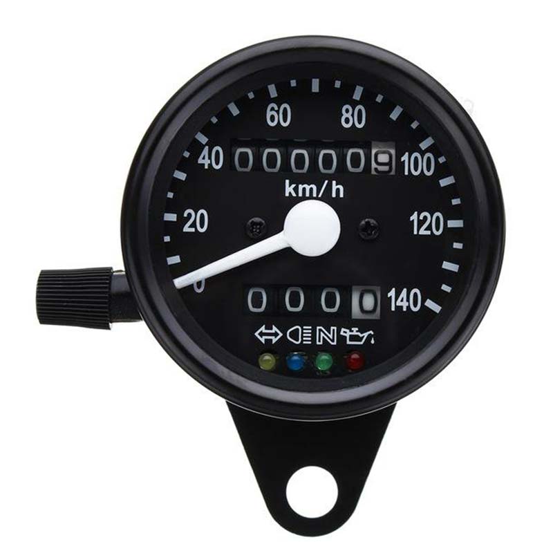 Compteur moto classique vintage 4 voyants Noir. Blackpines.fr
