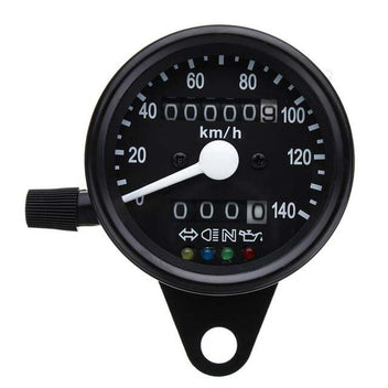 Compteur moto classique vintage 4 voyants Noir. Blackpines.fr