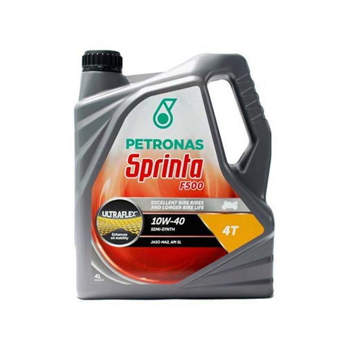 Huile moto semi synthetique Petronas Sprinta F500 10w40 4T 4 litres. Blackpines.fr