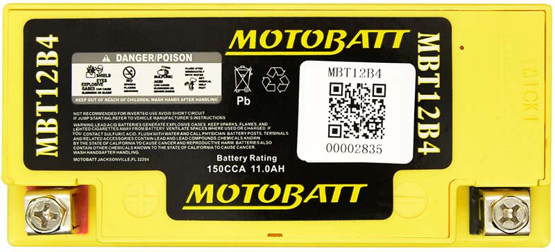 Batterie QuadFlex AGM 12 V Motobatt MBT12B4. Blackpines.fr