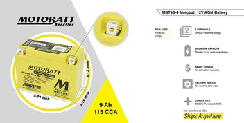 Batterie AGM 12 V 9 Ah Motobatt MBT9B4. Blackpines.fr