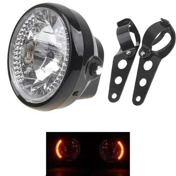 Phare moto Full LED rond avec clignotants.