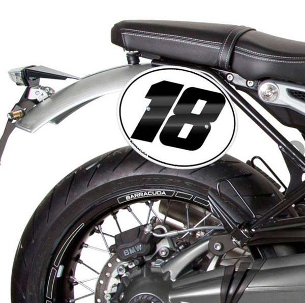 Autocollant numero pour plaque moto Barracuda. Blackpines.fr