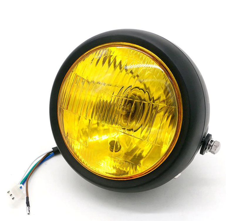 Kit Phare SCRAMBLER Vintage jaune ou blanc avec grille et pattes de fixation Jaune blackpines.fr  blackpines.fr