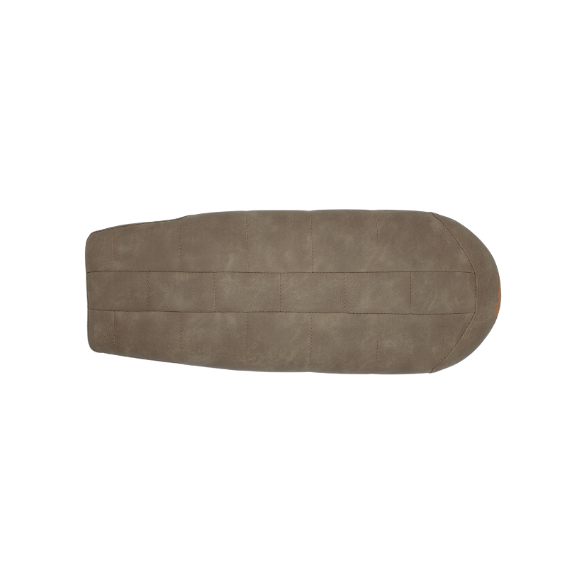 Selle Scrambler marron vintage vue du dessus. Universelle by BPCR blackpines.fr