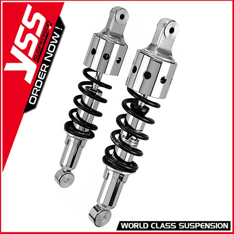 Amortisseurs moto universels YSS RD-MO-222-P CHR-BLK-C60P. Blackpines.fr
