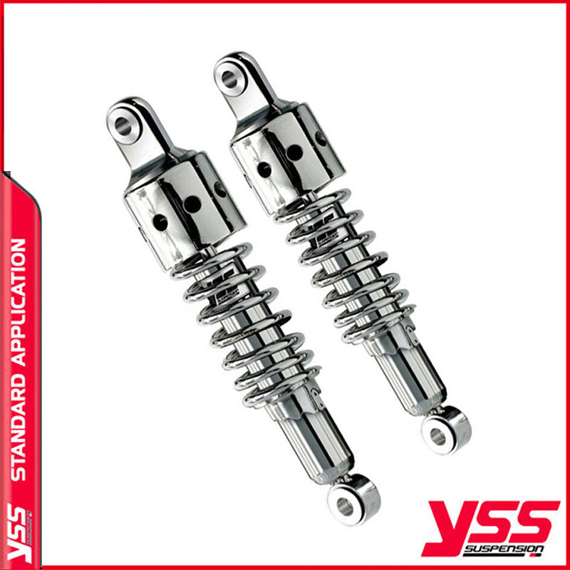 Amortisseurs moto YSS pour Triumph Bonneville 650 T120R ressort chrome cache perfore 60mm. Blackpines.fr