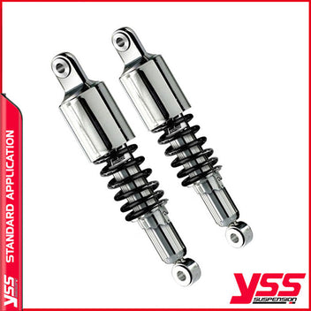 Amortisseurs moto YSS pour Triumph Bonneville 650 T120R ressort noir cache 100mm. Blackpines.fr