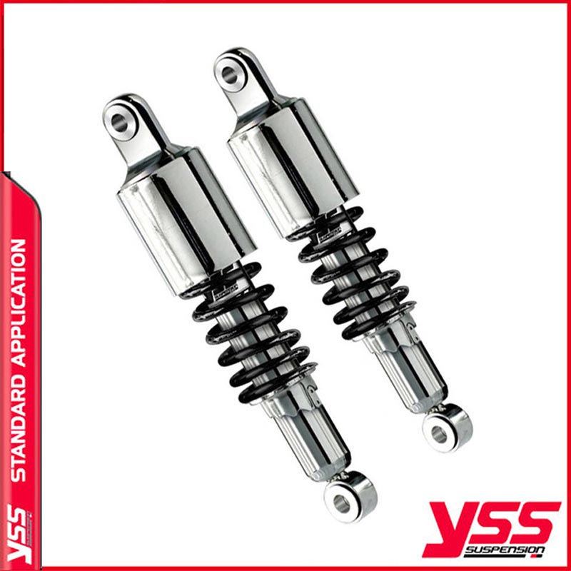 Amortisseurs YSS RD222-360P-22-18 ressort noir cache 100mm pour Thruxton 790 et 900. Blackpines.fr
