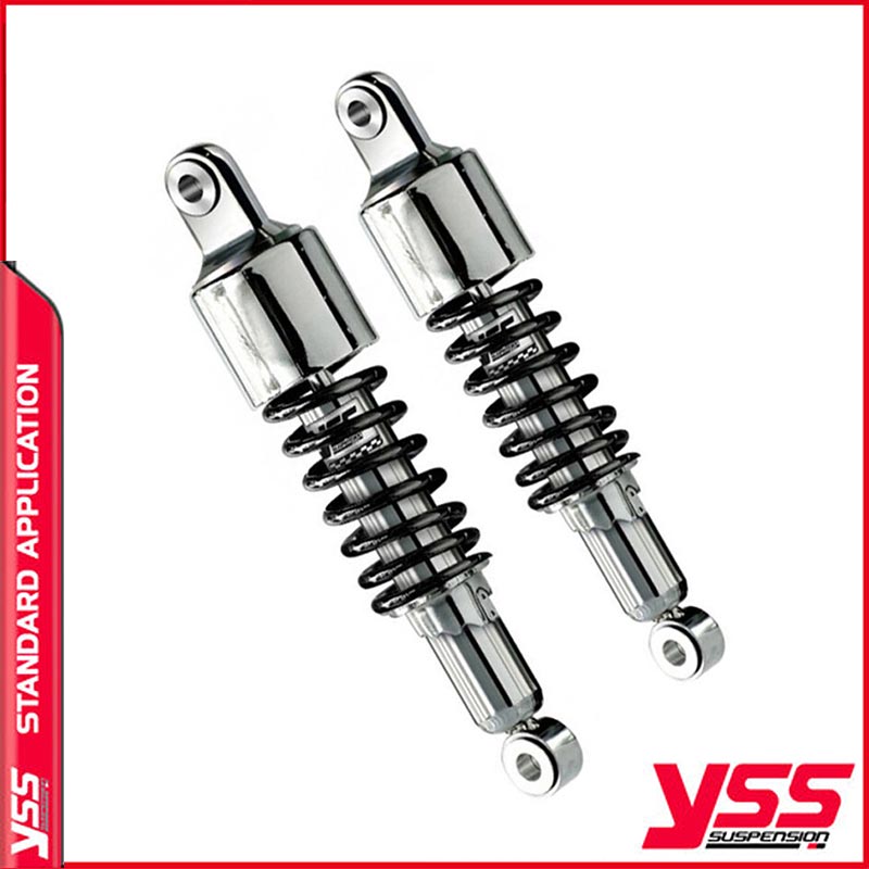 Amortisseurs YSS RD222-360P-22-18 ressort noir cache 60mm pour Thruxton 790 et 900. Blackpines.fr