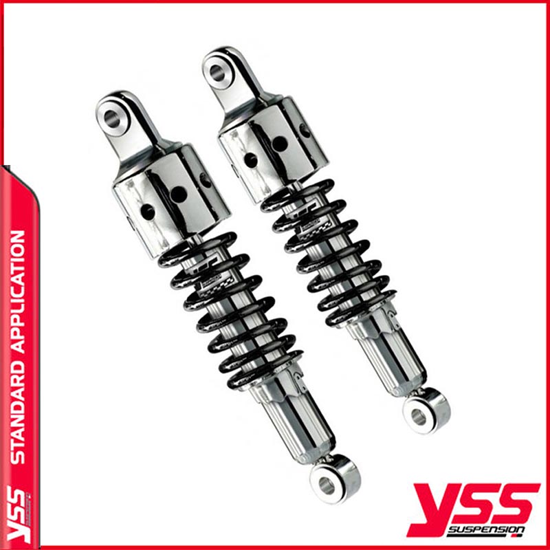 Amortisseurs YSS RD222-360P-22-18 ressort noir cache perfore 60mm pour Thruxton 790 et 900. Blackpines.fr