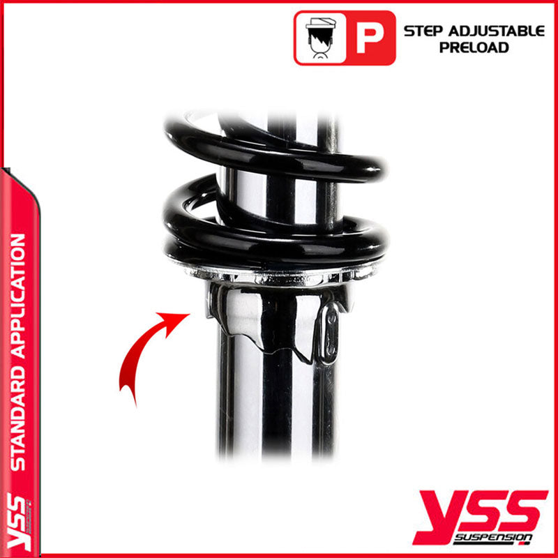 Amortisseurs YSS RD222-360P-22-18 reglage precharge pour Thruxton 790 et 900. Blackpines.fr