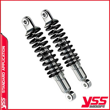Amortisseurs YSS RD222-360P-22-18 ressort noir sans cache pour Thruxton 790 et 900. Blackpines.fr