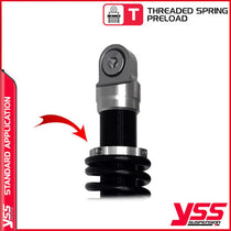 Amortisseurs moto YSS  RE302 360T 22 88 pour Thruxton 790 et 900. Blackpines.fr