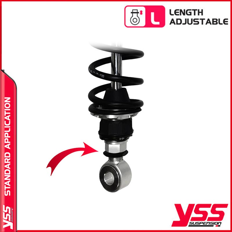 Amortisseurs moto YSS RG362-300TRCL-08-888 pour Triumph Bonneville T140. Blackpines.fr 