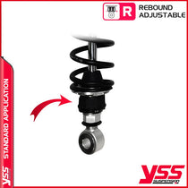 Amortisseurs moto YSS RG362-300TRCL-08-888 pour Triumph Bonneville T140. Blackpines.fr 