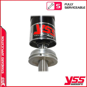 Amortisseurs moto YSS RG362-300TRCL-08-888 pour Triumph Bonneville T140. Blackpines.fr 