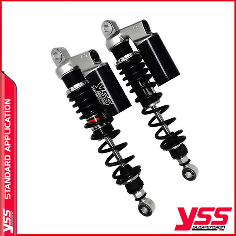 Amortisseurs moto YSS RG362-300TRCL-08-888 pour Triumph Bonneville T140. Blackpines.fr 