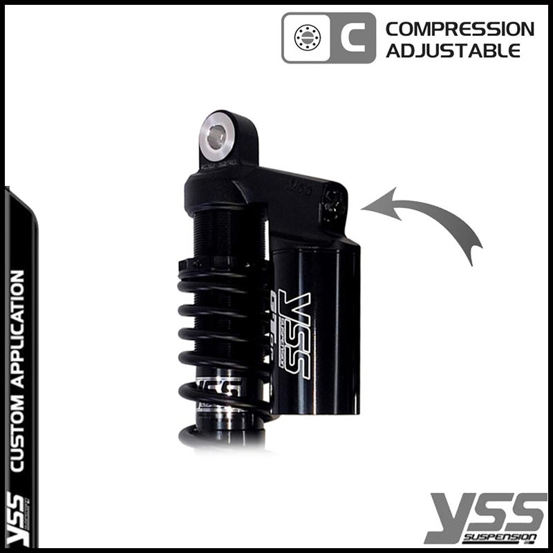 Amortisseurs moto YSS RG362-300TRCL-08-BLK pour Triumph Bonneville T140. Blackpines.fr