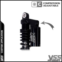 Amortisseurs moto YSS RG362-300TRCL-08-BLK pour Triumph Bonneville T140. Blackpines.fr