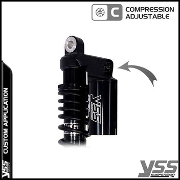 Amortisseurs moto YSS RG362-300TRCL-08-BLK pour Triumph Bonneville T140. Blackpines.fr