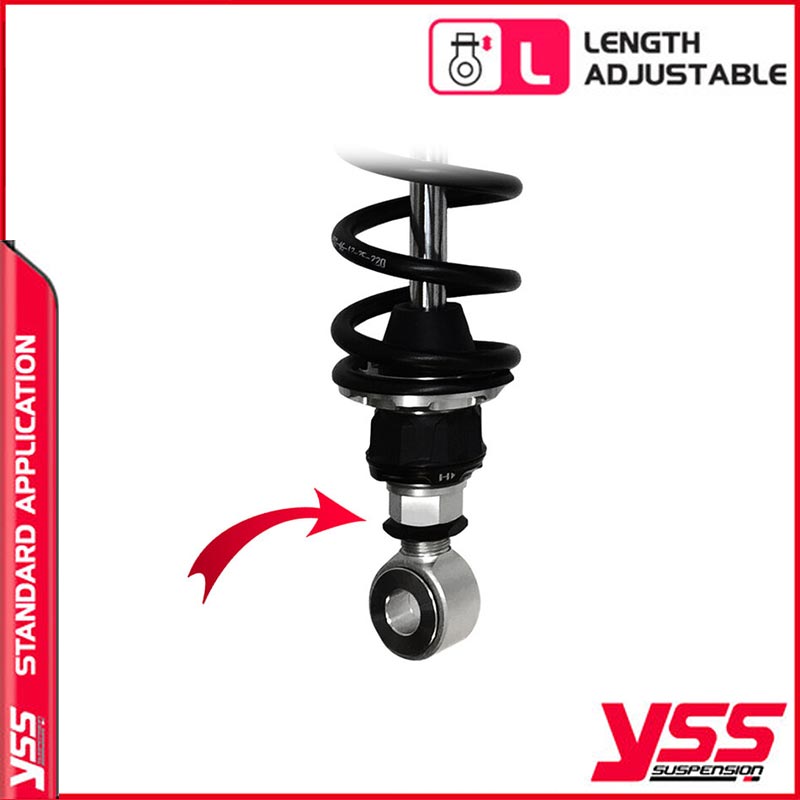 Amortisseurs moto YSS RG362-320TRCL-12-888 pour Triumph Bonneville 800 America. Blackpines.fr