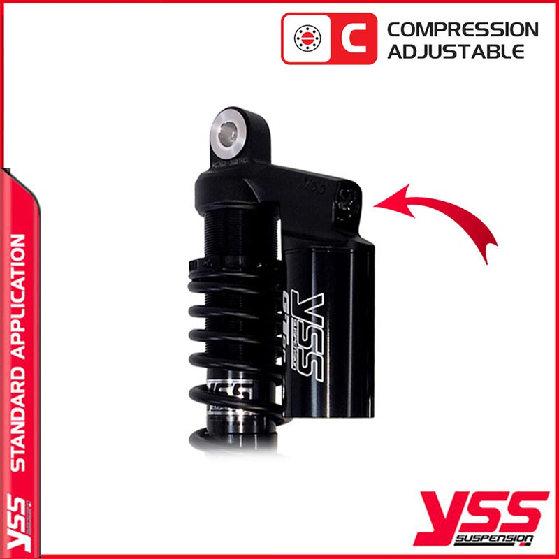 Amortisseurs moto YSS RG362-340TRCL-52-B pour Triumph T100. Blackpines.fr