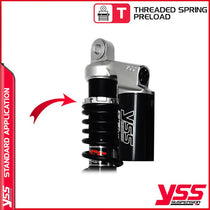 Amortisseurs moto YSS RG362 360TRCL 22 888 pour Thruxton 790/900. Blackpines.fr