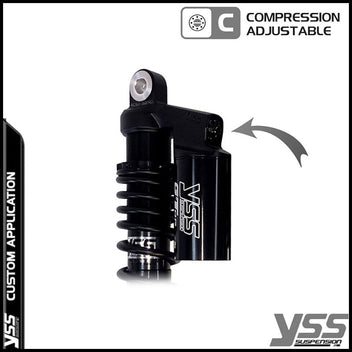 Amortisseurs YSS RG362-360TRCL-49-BLK pour Royal Enfield Continental. Blackpines.fr